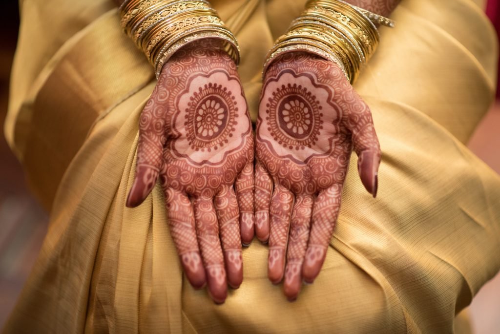 Female hands showing henna tattoos